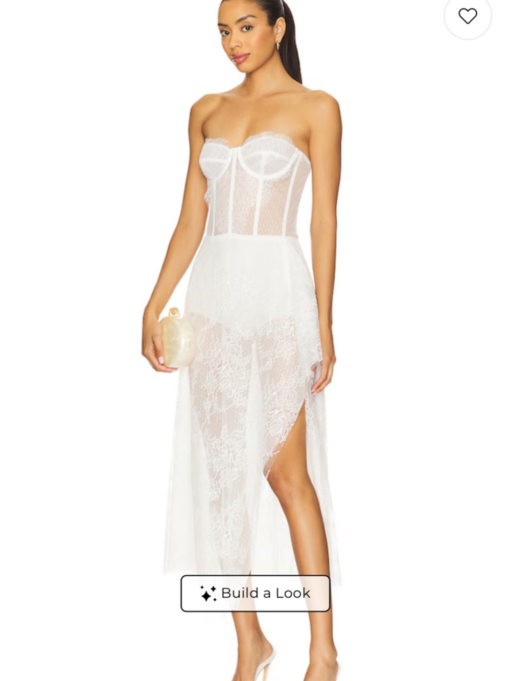 REVOLVE White Strapless Lace Bustier Midi Dress